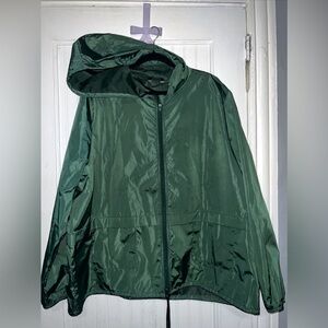 Avoogue Womens 2 XL Green Raincoat Windbreaker Hoodie